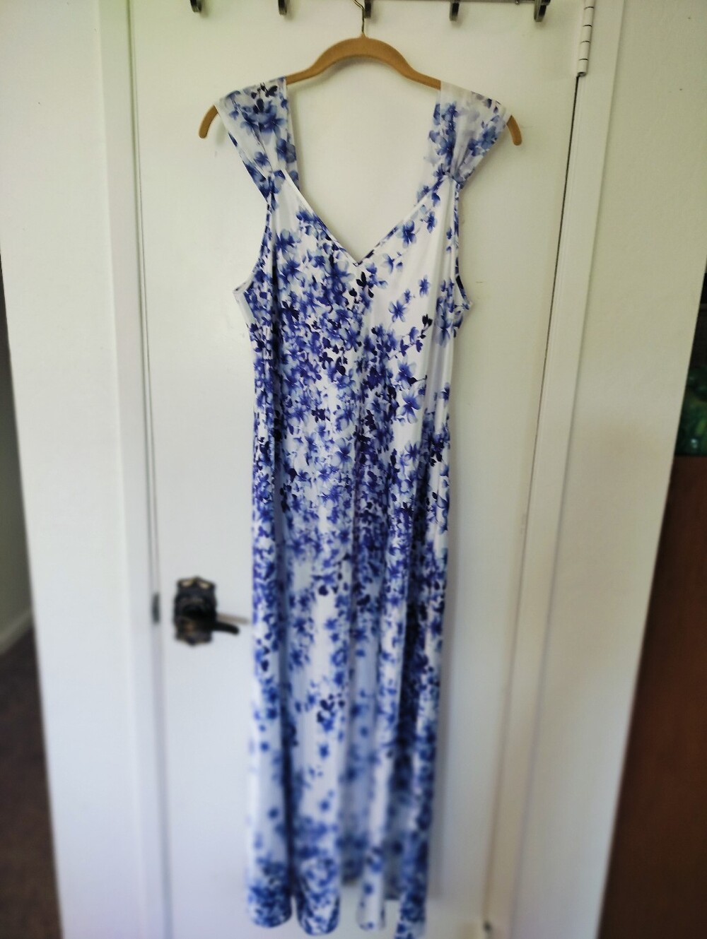 Oscar de la Renta Pink Label Blue White Floral Nightgown Size Medium M